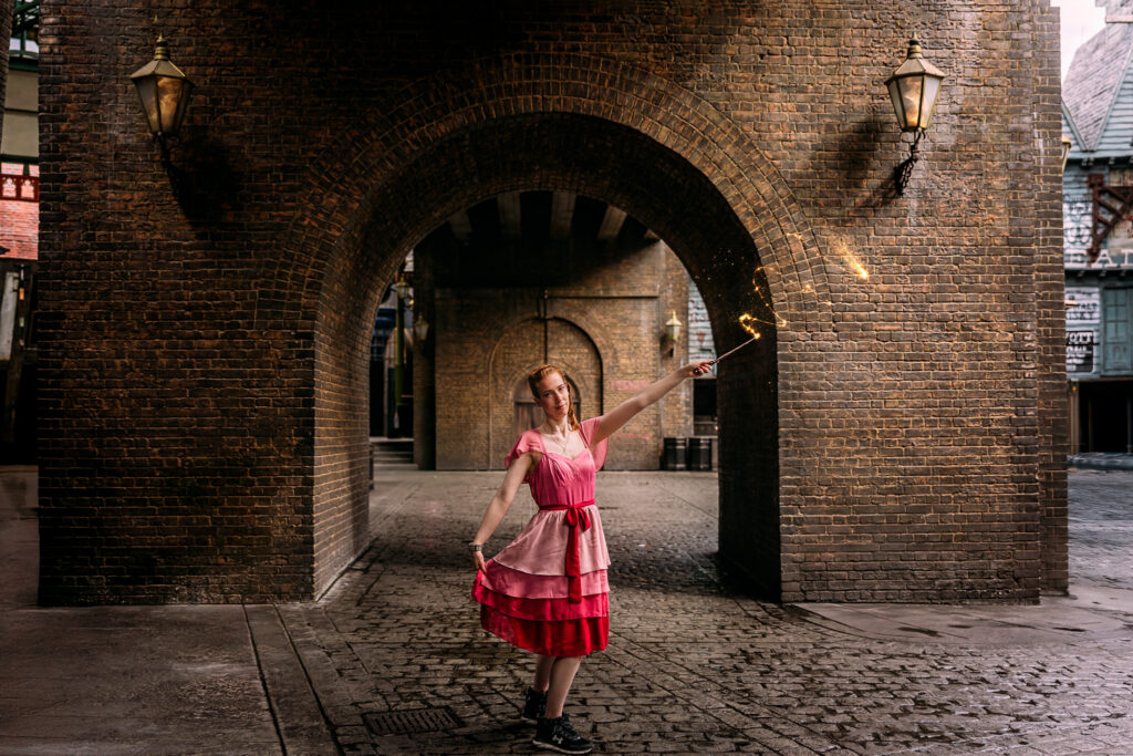 Adult Wizarding World photoshoot at Universal Orlando Resort by family photographer Universal Studios Orlando