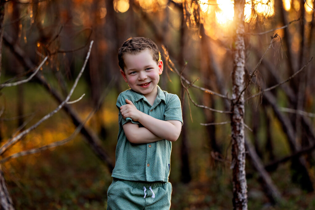 Adorable portrait of Henry Littles at Lake Louisa State Park, Clermont Florida family photographer
