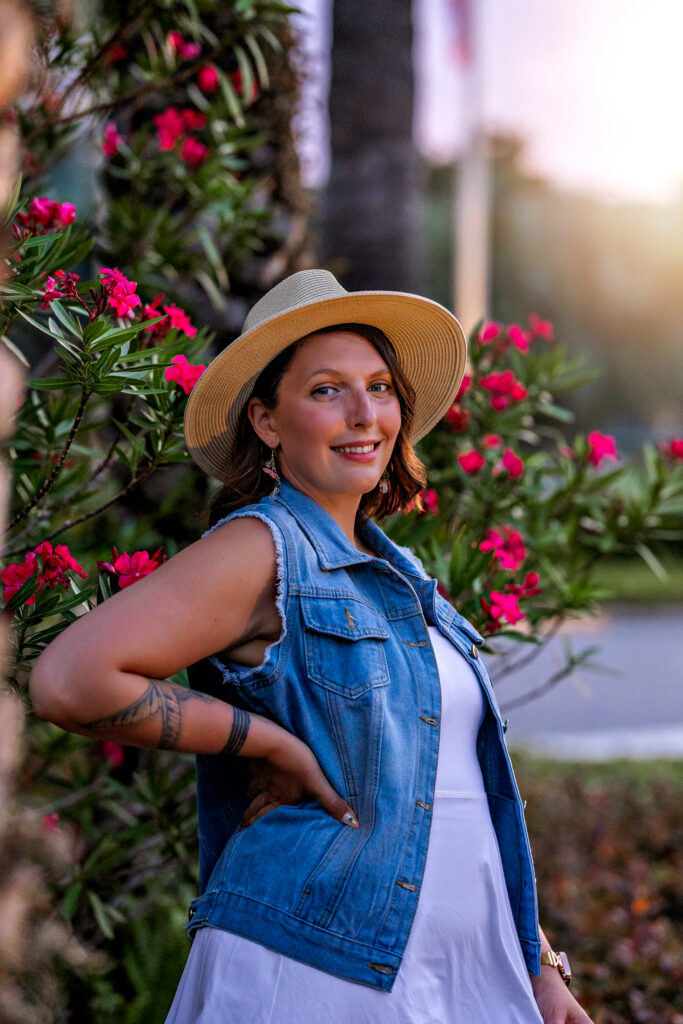 Casual and fun look for Karli during Universal Orlando branding session at Sapphire Falls – client closet styling by Natalie Szolomayer Photography