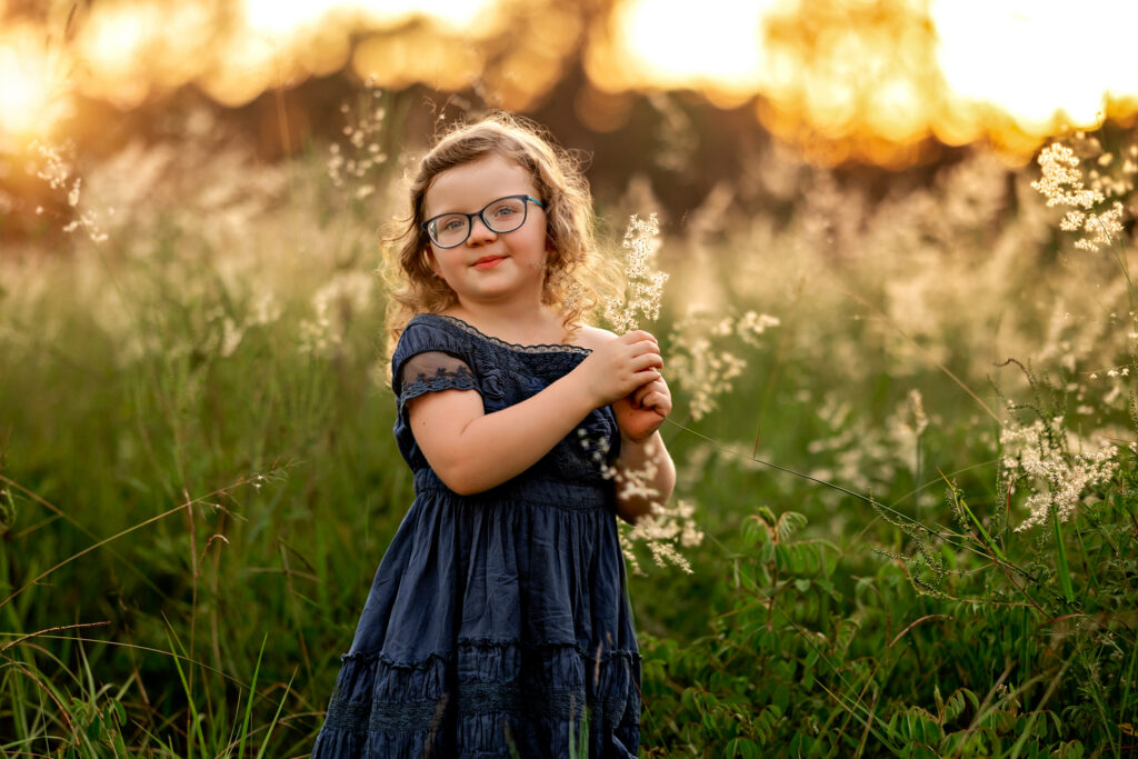 Little girl birthday session in complimentary client closet gown, Clermont photographer