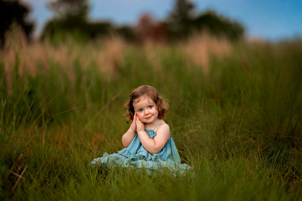 Little girl birthday session in complimentary client closet gown, Clermont photographer