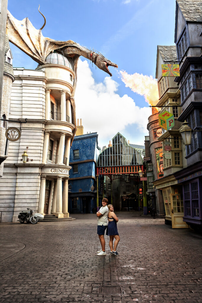 Jayda and her brother are alone under the fire-breathing dragon at gringotts