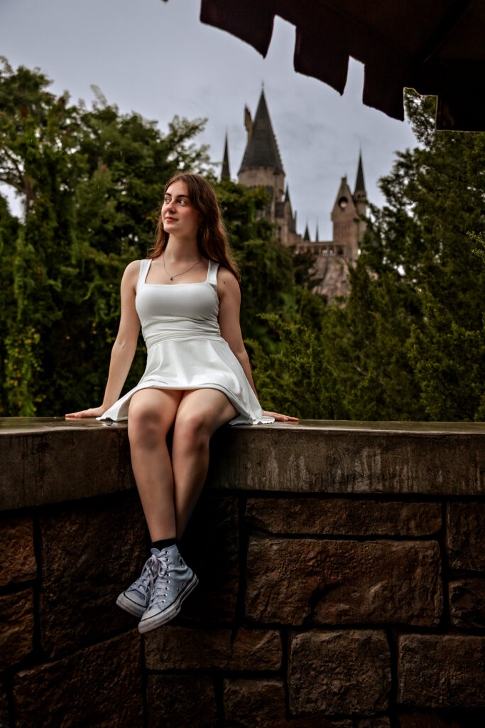 Madison during her senior session in Hogsmeade at the Wizarding World, Universal Orlando